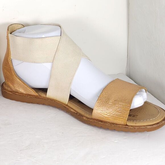 Sorel Women's Ella US8 Natural Rose Gold Leather Crisscross Strap Flat Sandals - Picture 7 of 16